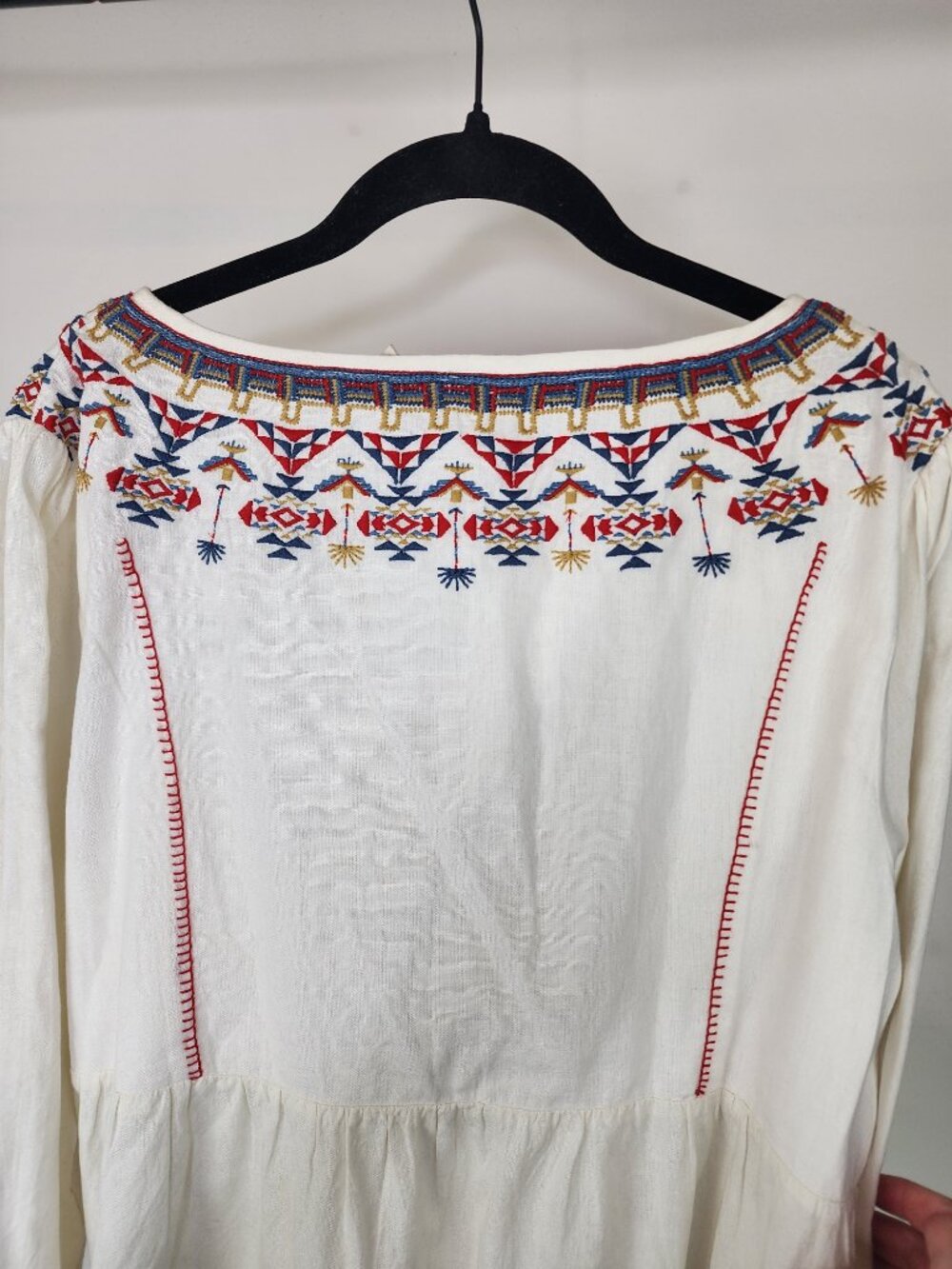 Faherty Maisie Embroidered Linen Blend Top White Feather Flock Size XL - Picture 7 of 11